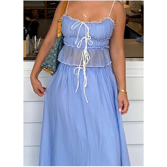 Boho Tie Lined Cami Top Maxi Skirt Set - Picture 4 of 6